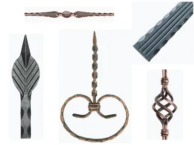 Decorative wrought iron scroll and twisted metal forming detail
