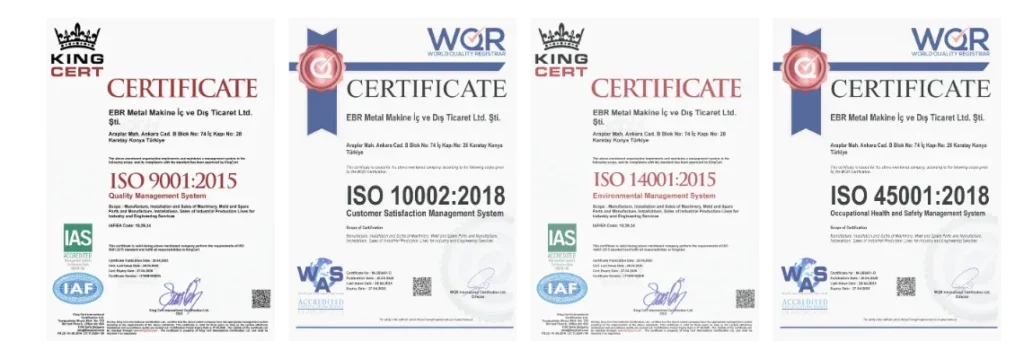 Quality and management system certificates