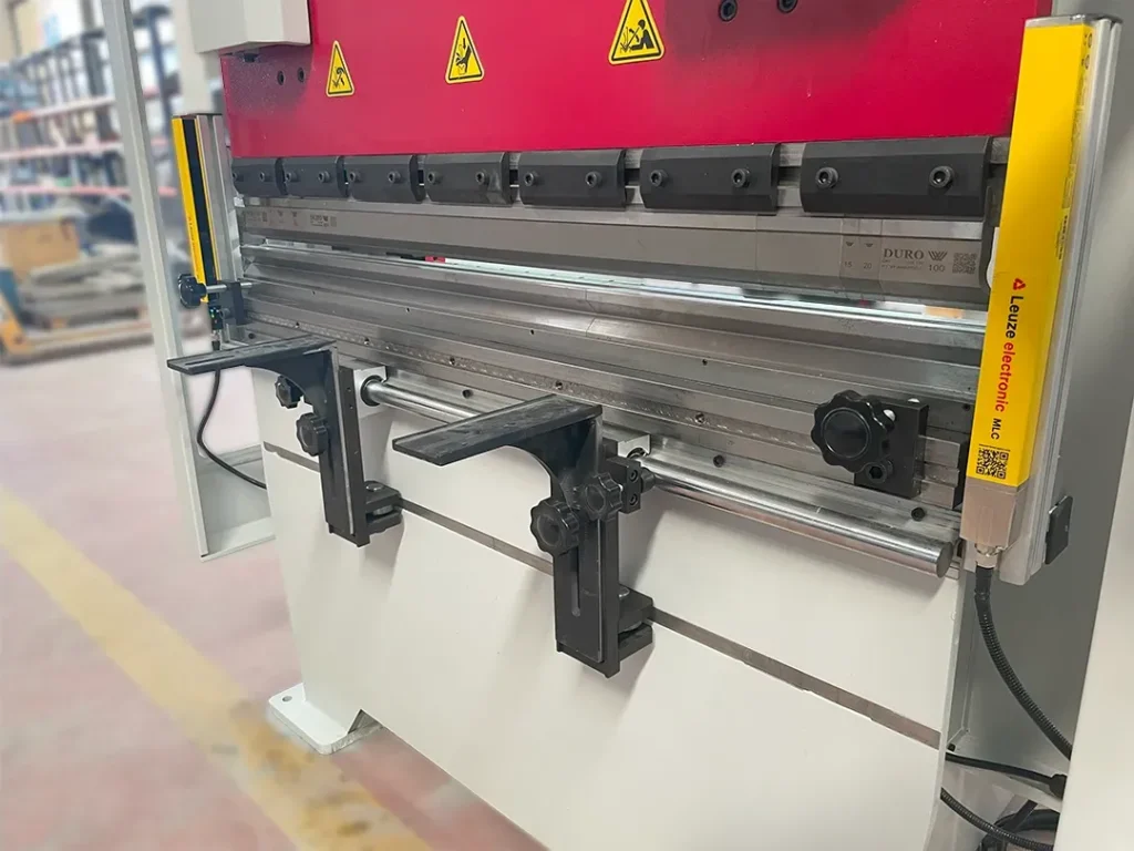 Close-up view of EDBM 1230 NC press brake – upper punch & die