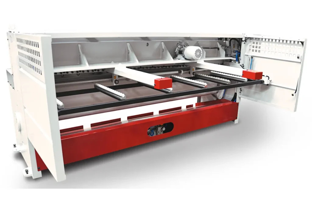 GMRL-RF guillotine shear rear discharge and sheet handling system