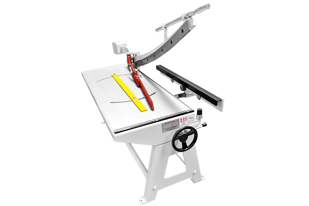 KMH manual guillotine shear back gauge and sheet clamping detail