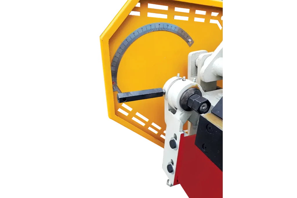 Bending-angle adjustment detail on a CHM hydraulic sheet metal folder