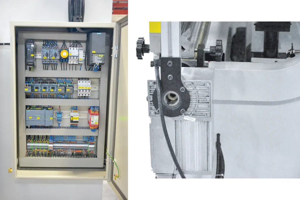 Electrical panel for the optional motorized lower-table crowning system