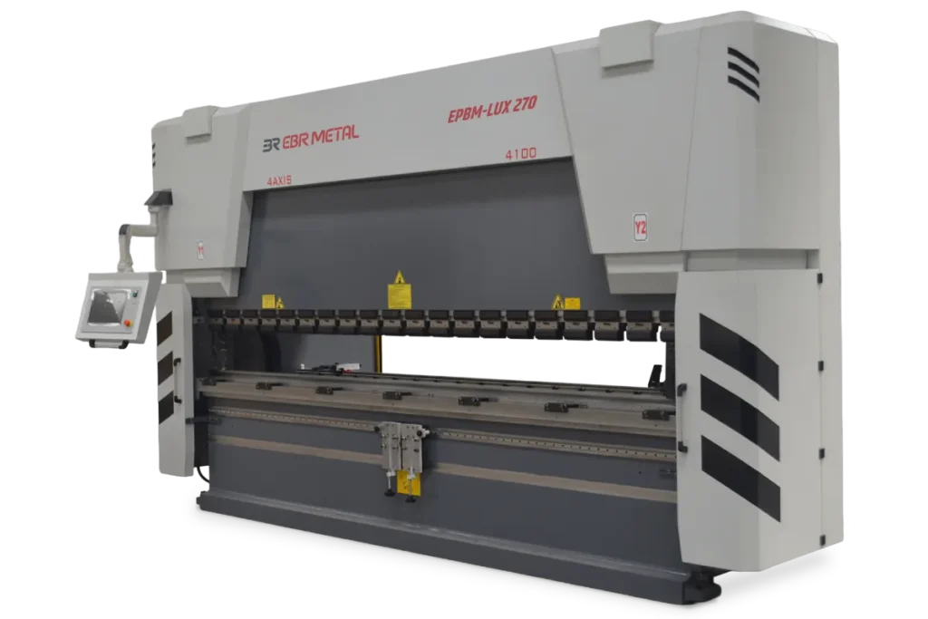 EPBM-LUX CNC press brake, model 270-4100, with front support arms and CNC control panel