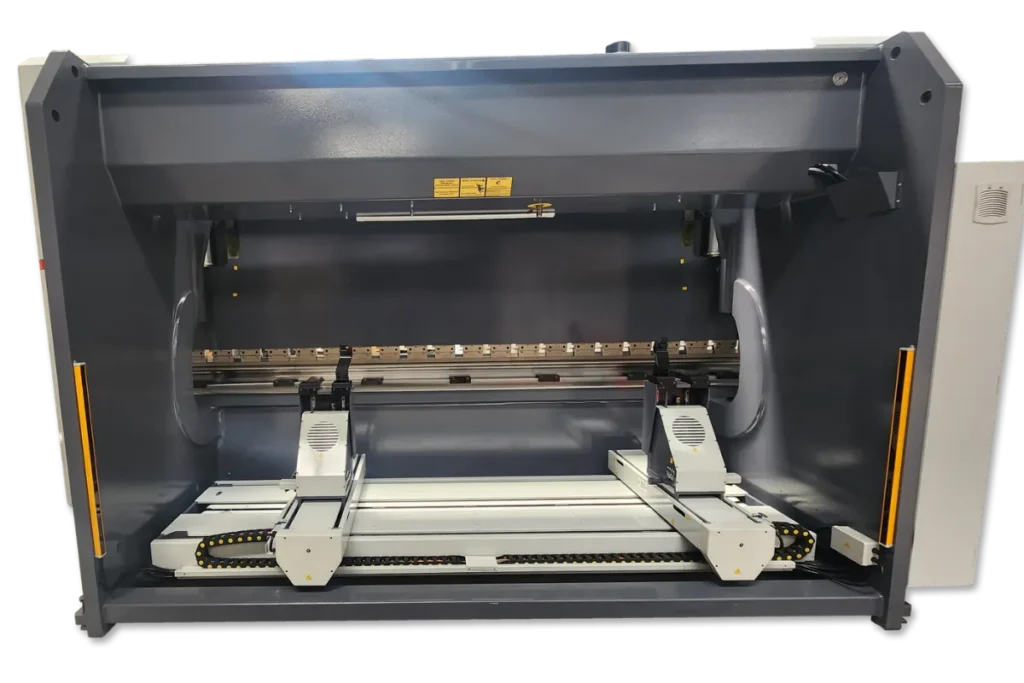 Rear view of the ATF backgauge assembly inside a press brake