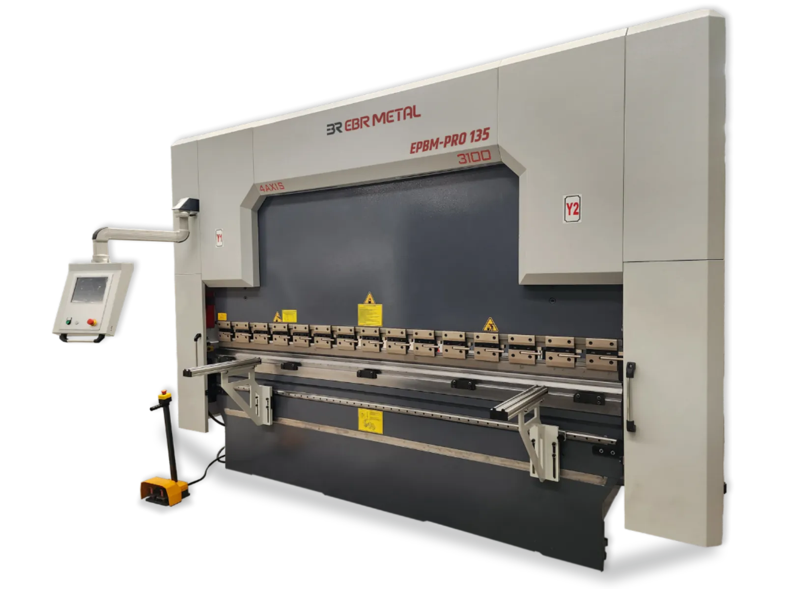 EBR METAL EPBM-PRO CNC press brake, model 135, shown from the front at an angle