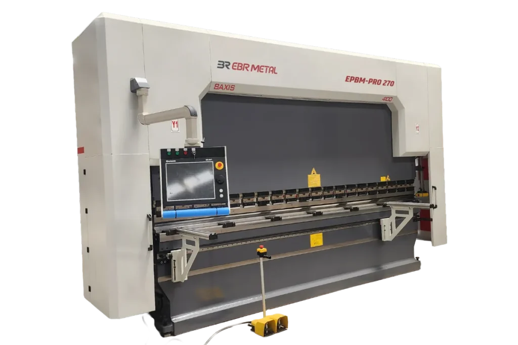 Angled front view of the EBR METAL EPBM-PRO 270 hydraulic press brake