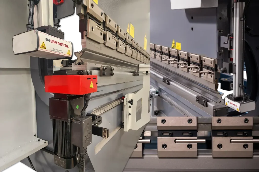 EPBM-PRO front safety laser beside the upper punch, clamping system and lower die