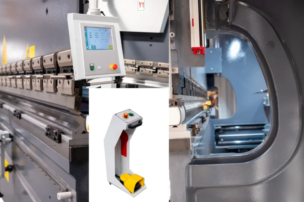 EPBM-PRO throat area, CNC control panel and foot pedal shown in a detail collage
