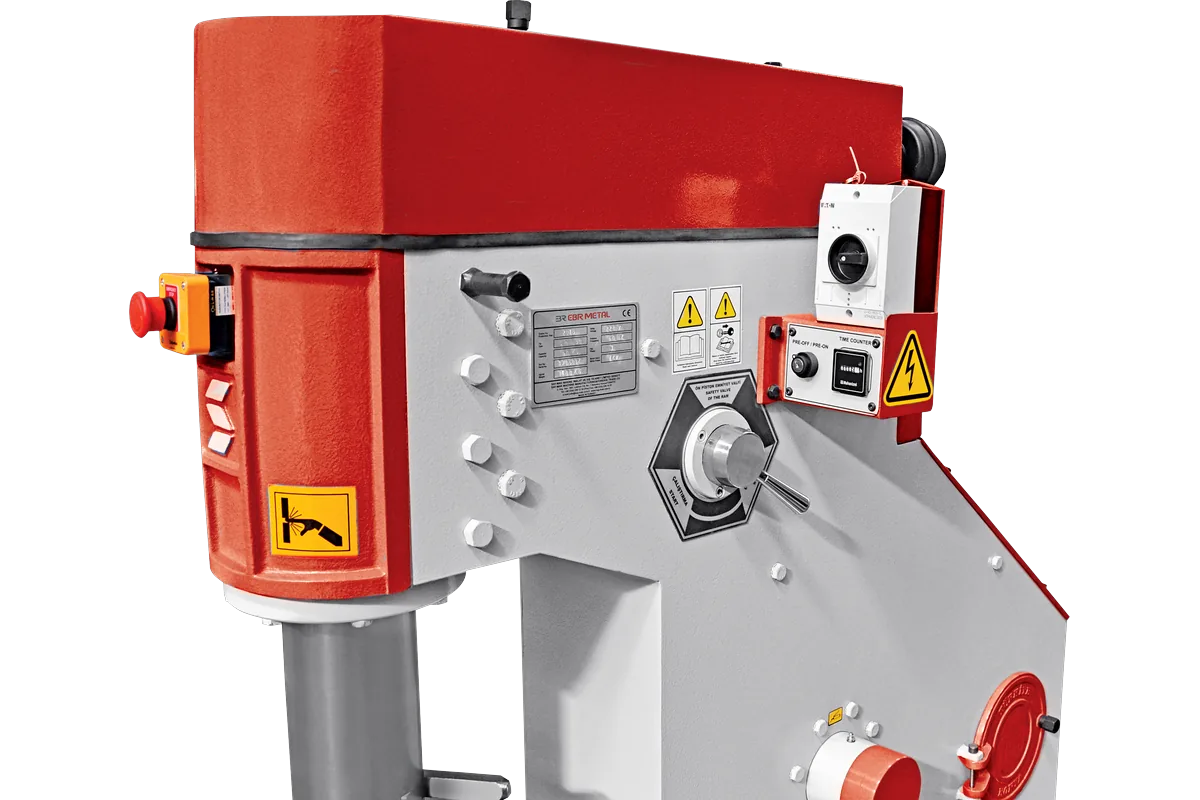 Side view of the FHM forging hammer with the operator guard and controls.