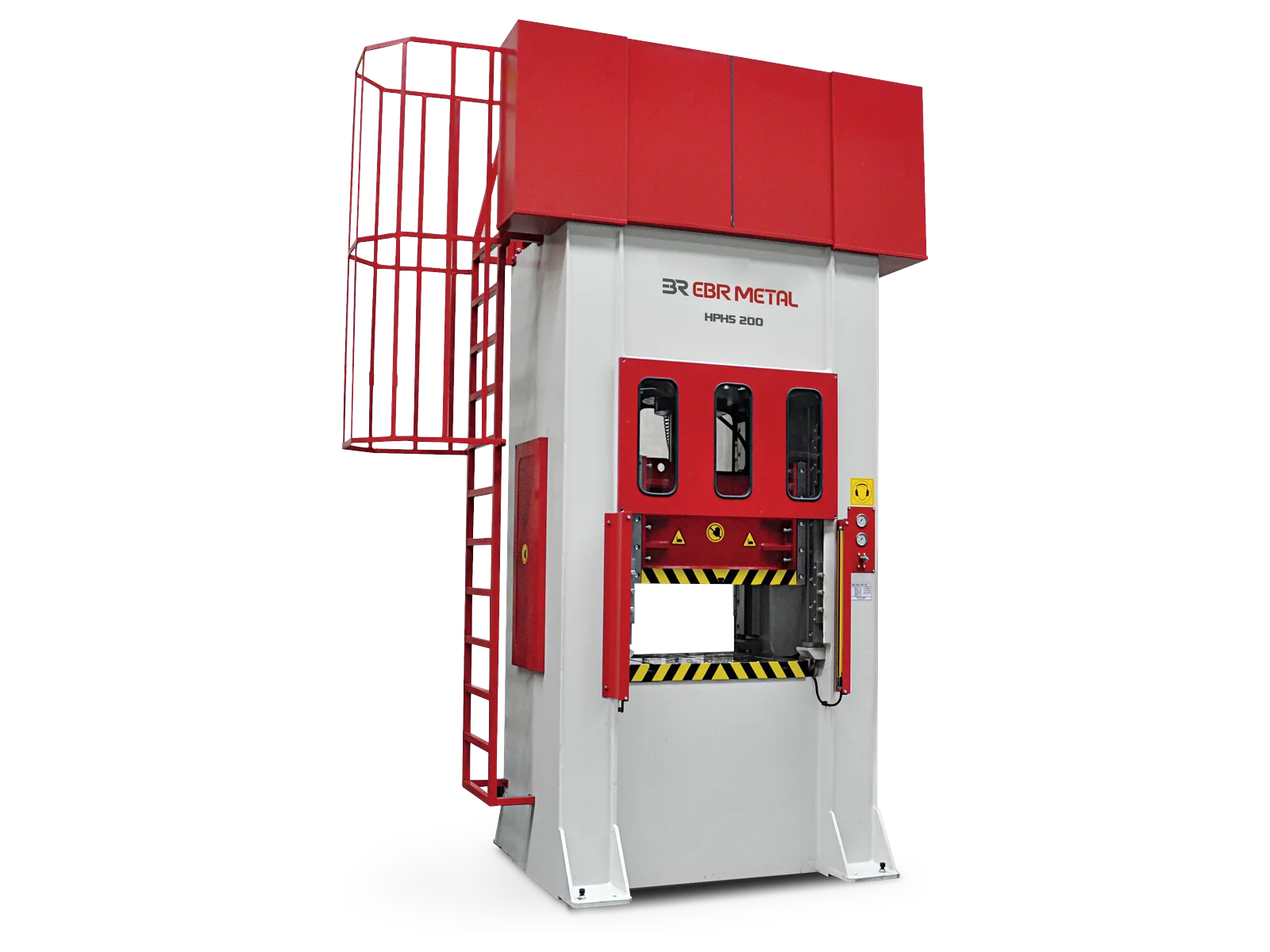 HPHS H-frame deep drawing press, 200-tonne model with access ladder.