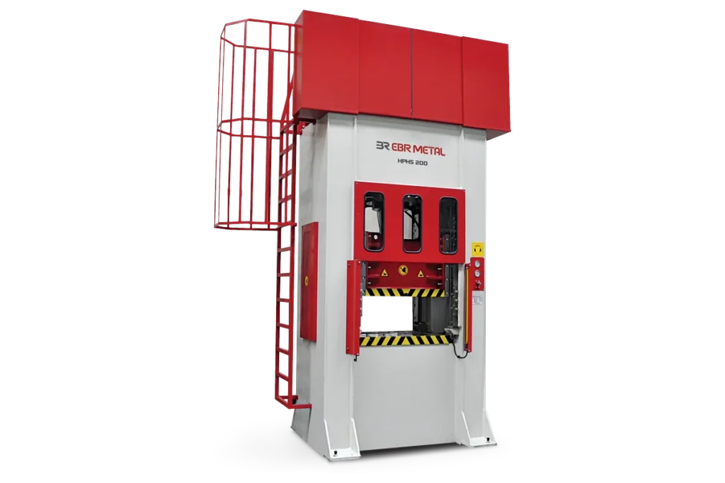 HPHS 200-tonne H-frame deep drawing press with access ladder.