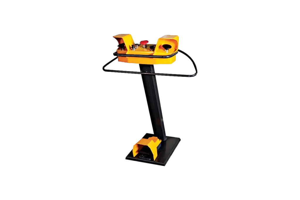 Optional two-hand control stand with foot pedal for the HPT press.