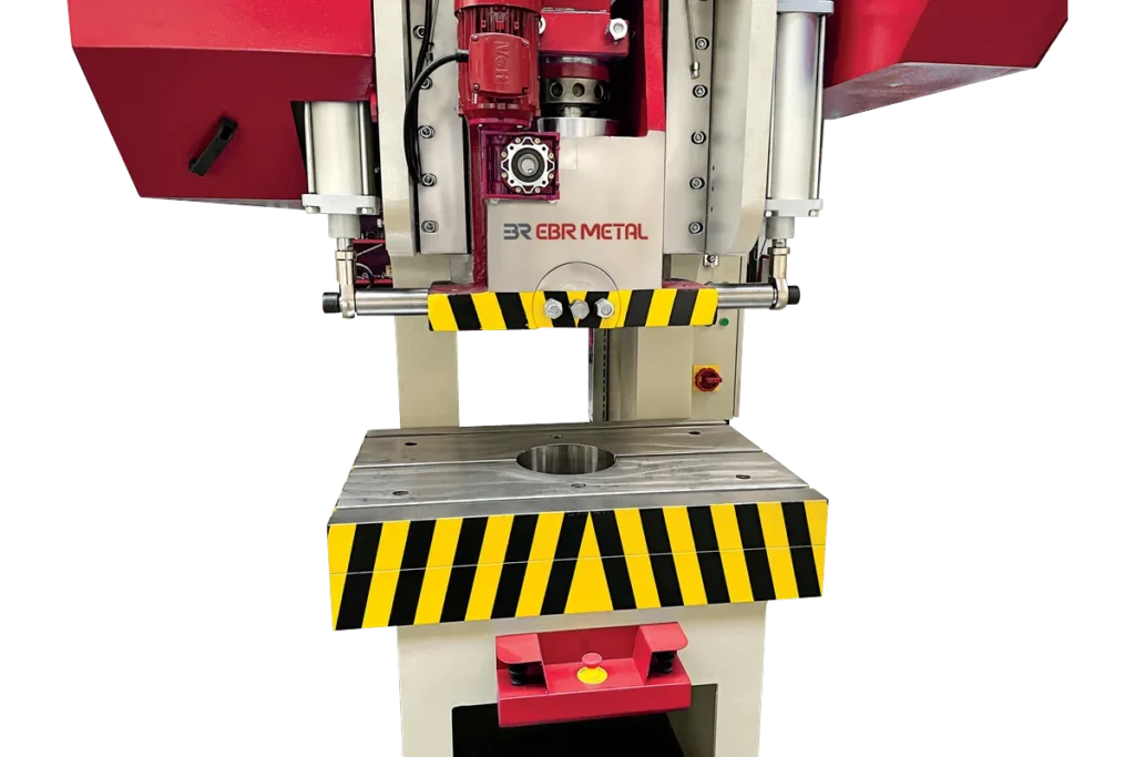 Guided ram and T-slot table of an MPC press.