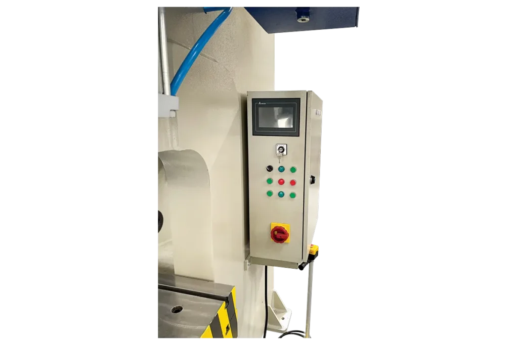PLC touchscreen control unit of an MPC press.
