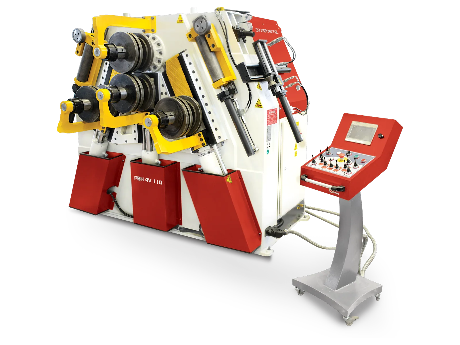 PBH 4V 110 four-roll profile bending machine with hydraulic side rolls and control console.