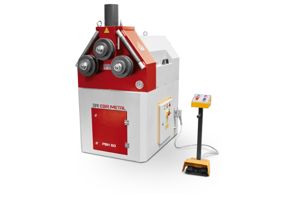 PBH 60 compact angle roll machine with hydraulic top roll.