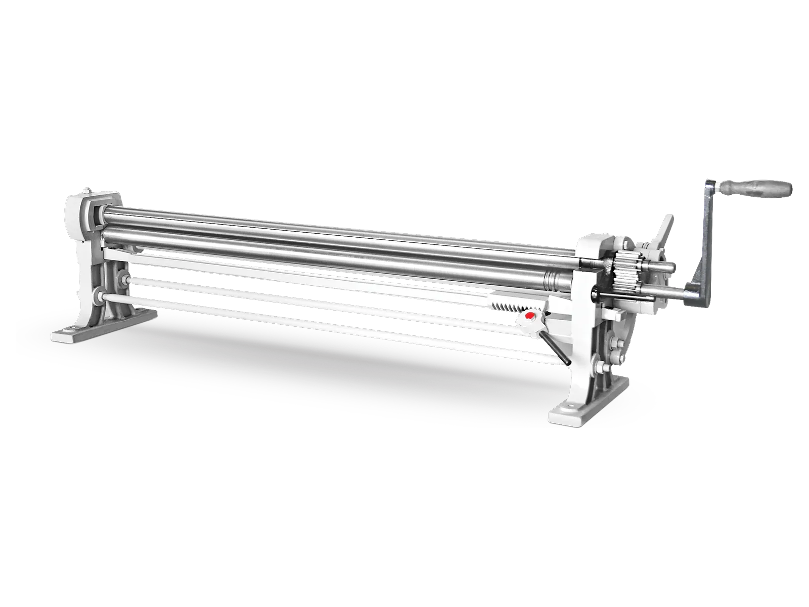 MR 1270 manual slip roll: bench-top sheet metal roller with hand crank.