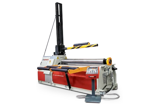 4V HM orbital 4-roll plate bending machine, model 2050 × 260, with side support arm.