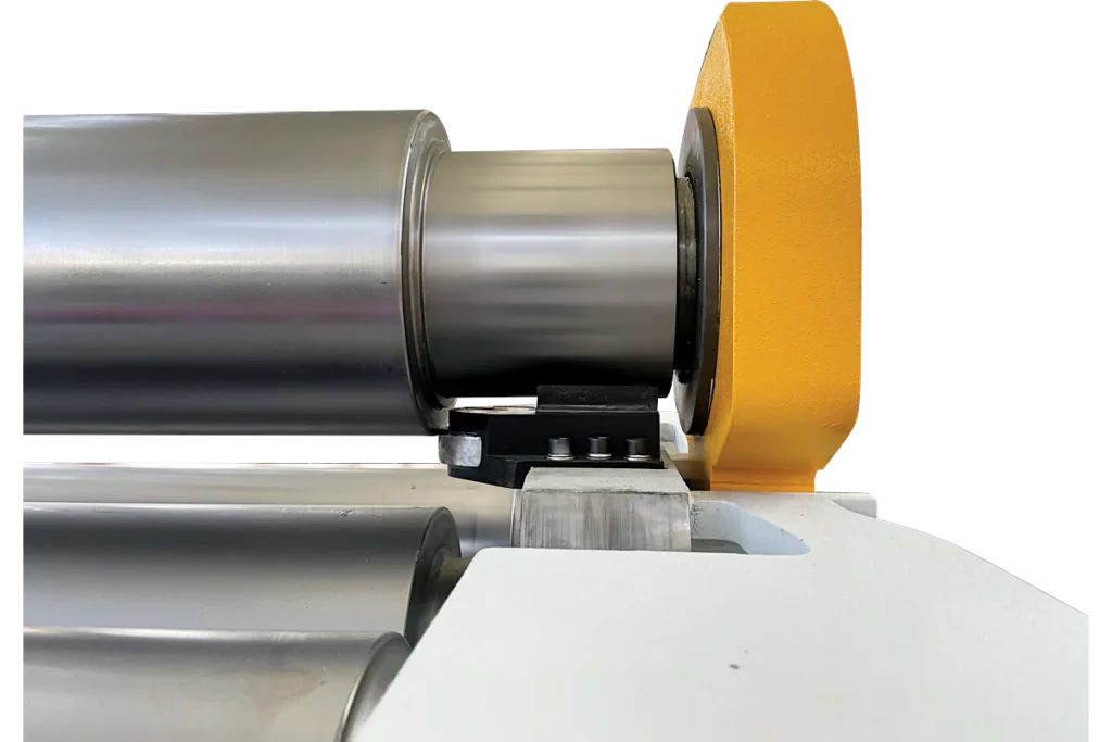 Conical bending device on a 4V HM orbital 4-roll plate bending machine.