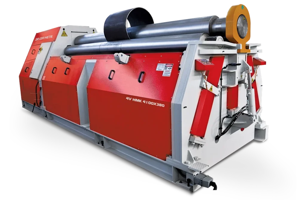 4V HMK 4100 × 380 hydraulic 4-roll plate bending machine.