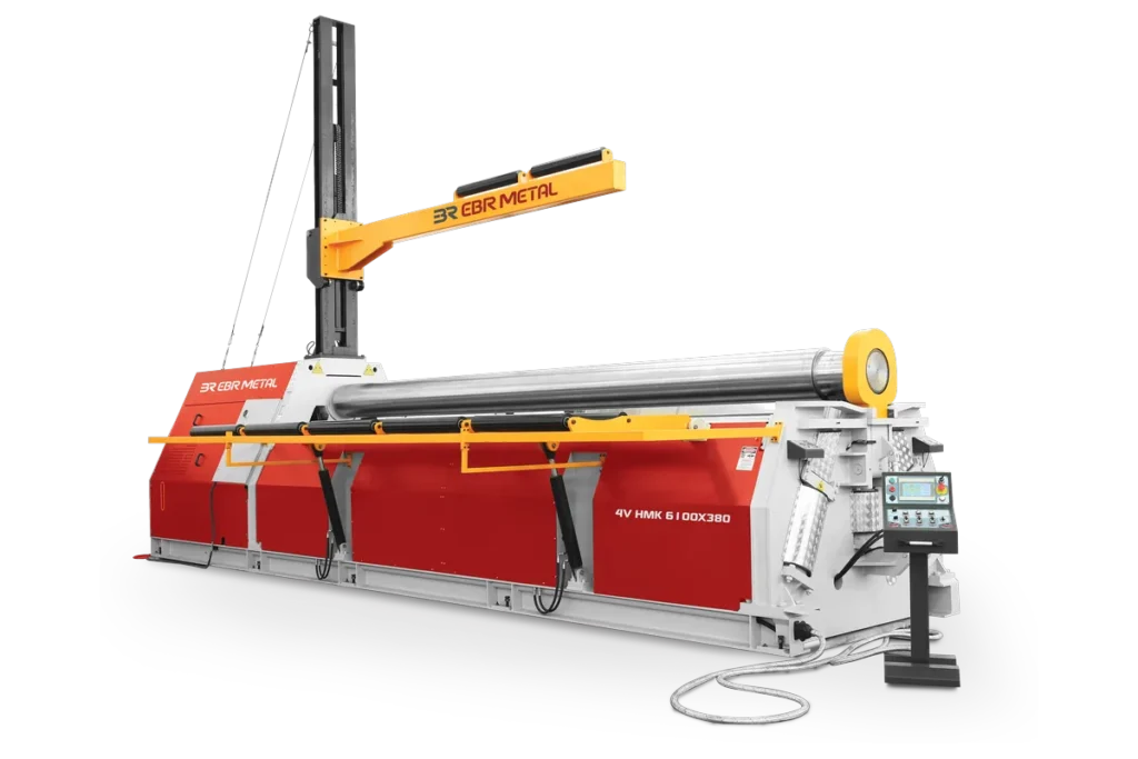 4V HMK 6100 × 380 hydraulic 4-roll plate bending machine.
