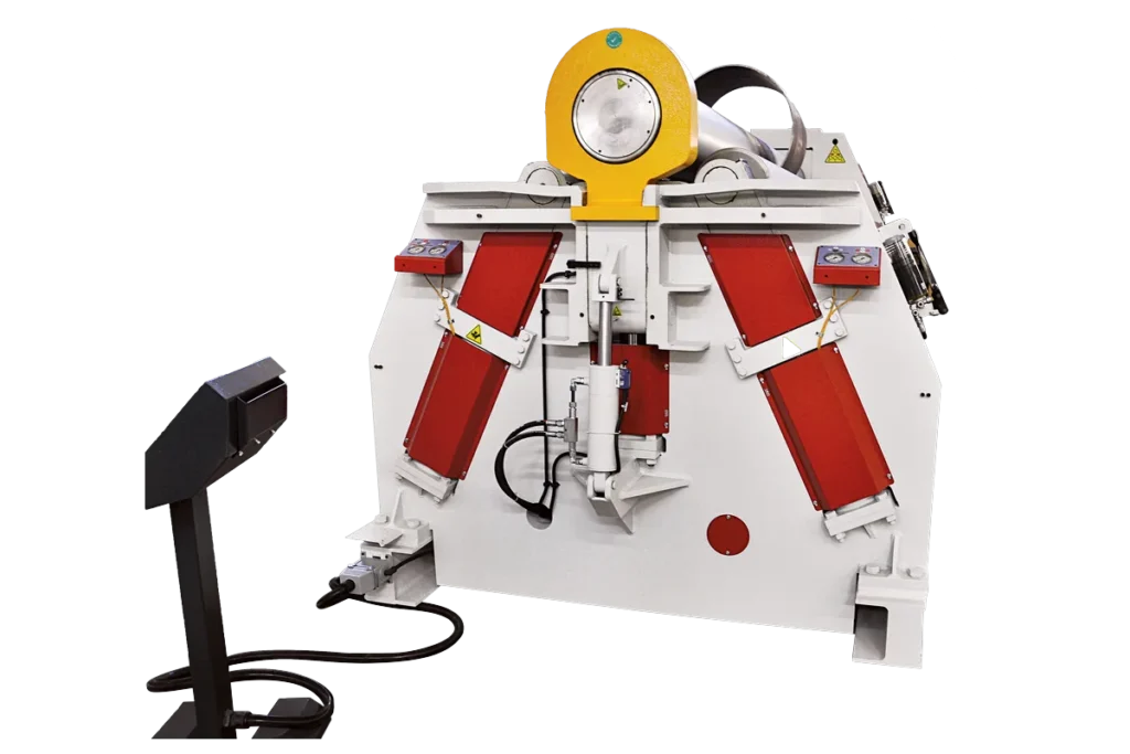 End frame and roll positioning of a 4V HMK 4-roll plate bending machine.