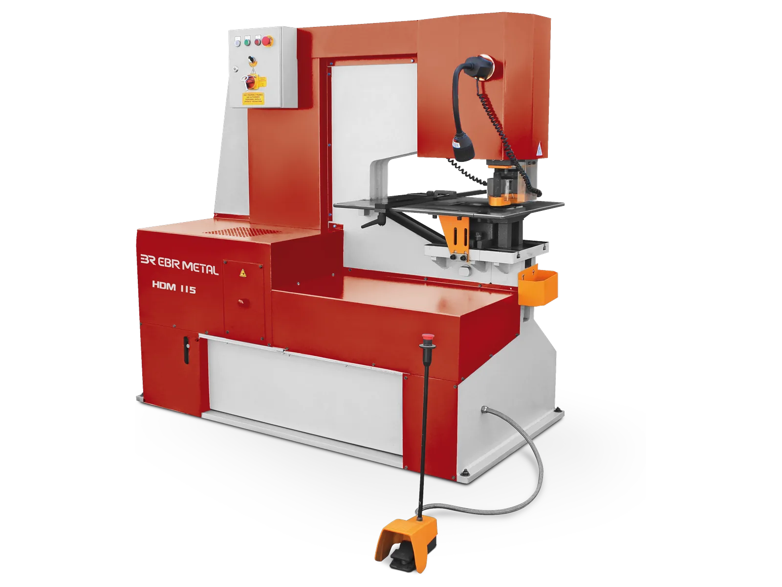 HDM 115 hydraulic punching machine with deep throat and foot pedal.