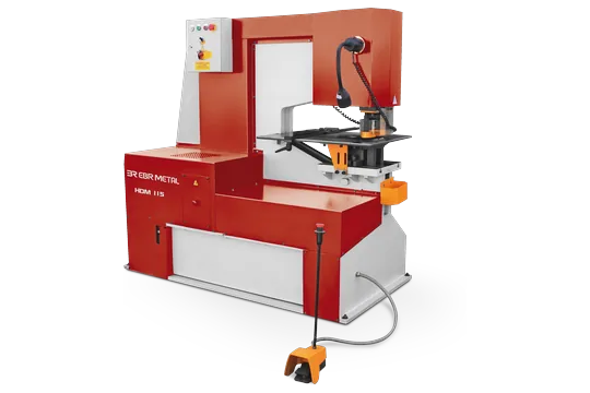 HDM 115 hydraulic punching machine with deep throat and foot pedal.