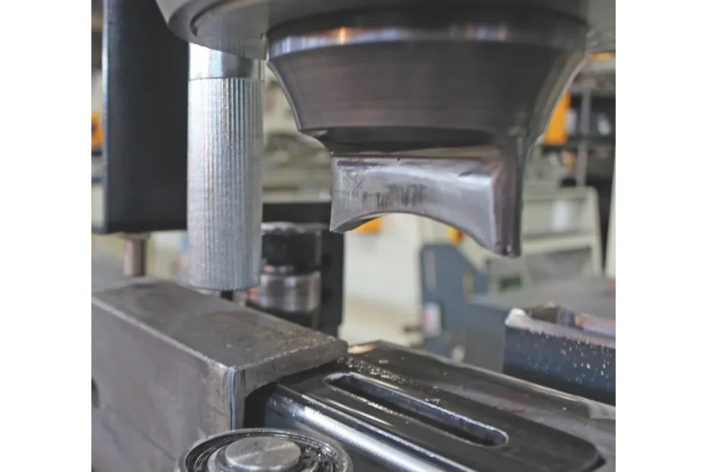 Elliptical punch fitted on an HDM hydraulic punching machine.