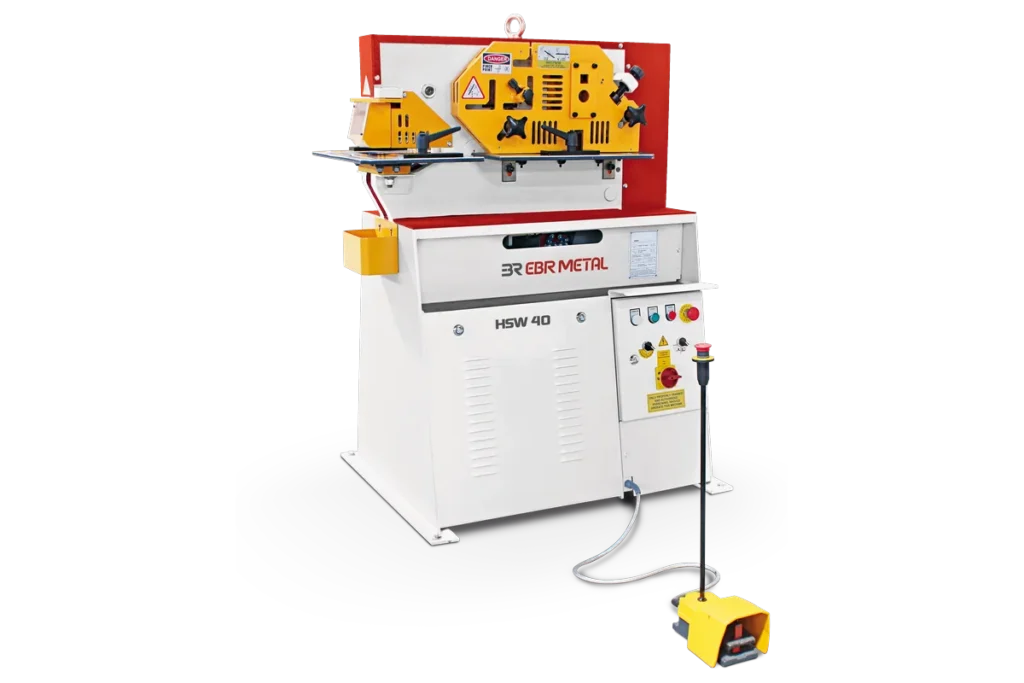 HSW 40 single-cylinder hydraulic ironworker with four workstations.