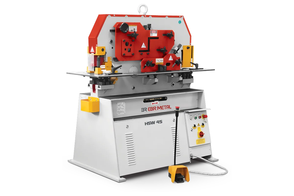 HSW 45 single-cylinder hydraulic ironworker with five workstations.