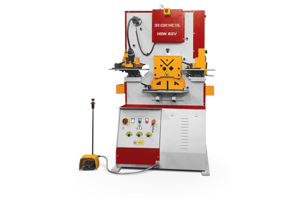 HSW 65V compact single-cylinder ironworker with vertical material cutting.