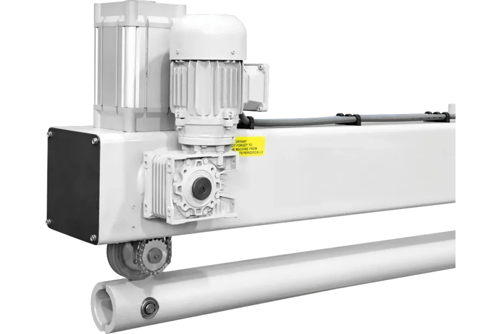 Gear motor and seaming arm of the LSM lock seamer.